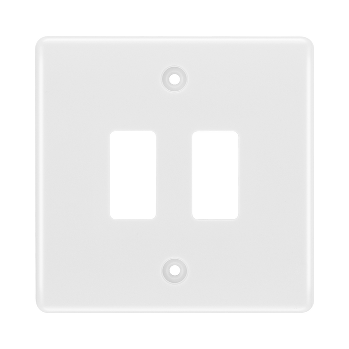 BG White Moulded PVC 2G Grid Plate R82 Available from RS Electrical Supplies