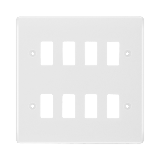 BG White Moulded PVC 8G Grid Plate R88 Available from RS Electrical Supplies
