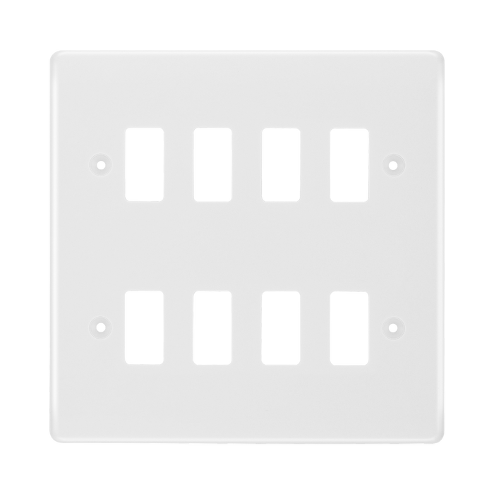 BG White Moulded PVC 8G Grid Plate R88 Available from RS Electrical Supplies