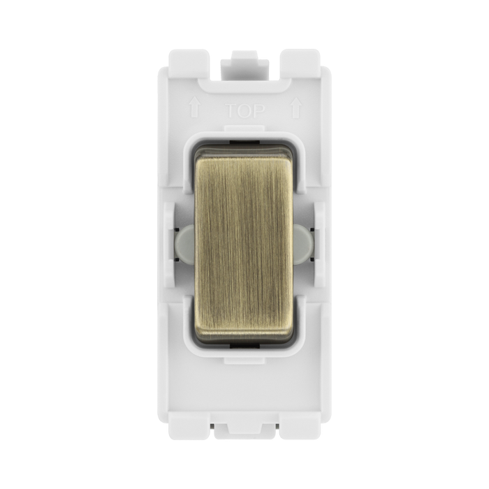 BG Antique Brass 20A 2 Way Single Pole Centre Off Grid Switch RAB12C – product view 1