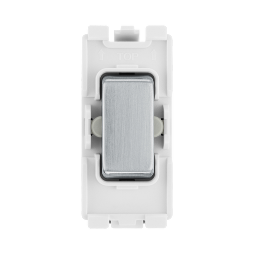 BG Brushed Steel 20A 2 Way Single Pole Centre Off Grid Switch RBS12C – product view 1