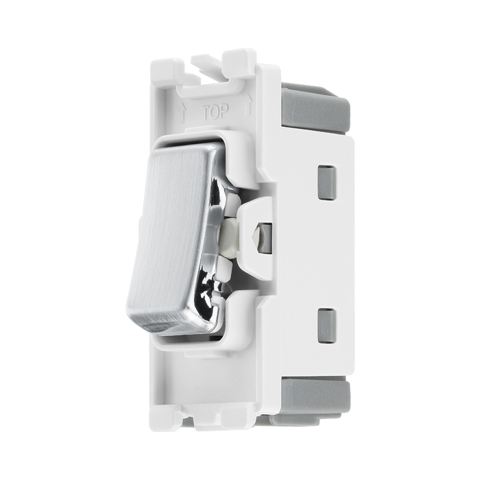 BG Brushed Steel 20A 2 Way Single Pole Centre Off Grid Switch RBS12C – product view 2
