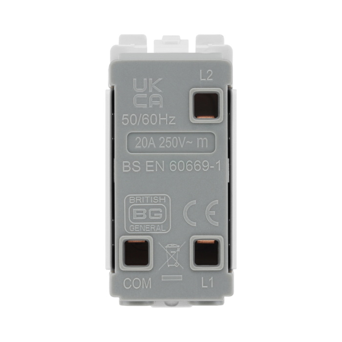 BG Brushed Steel 20A Centre Off Retractive Grid Switch RBS14C – product view 3