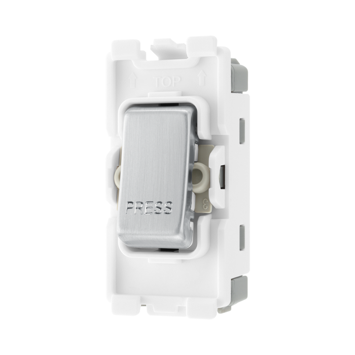 BG Brushed Steel 20A Retractive Grid Switch  RBS14 – product view 2