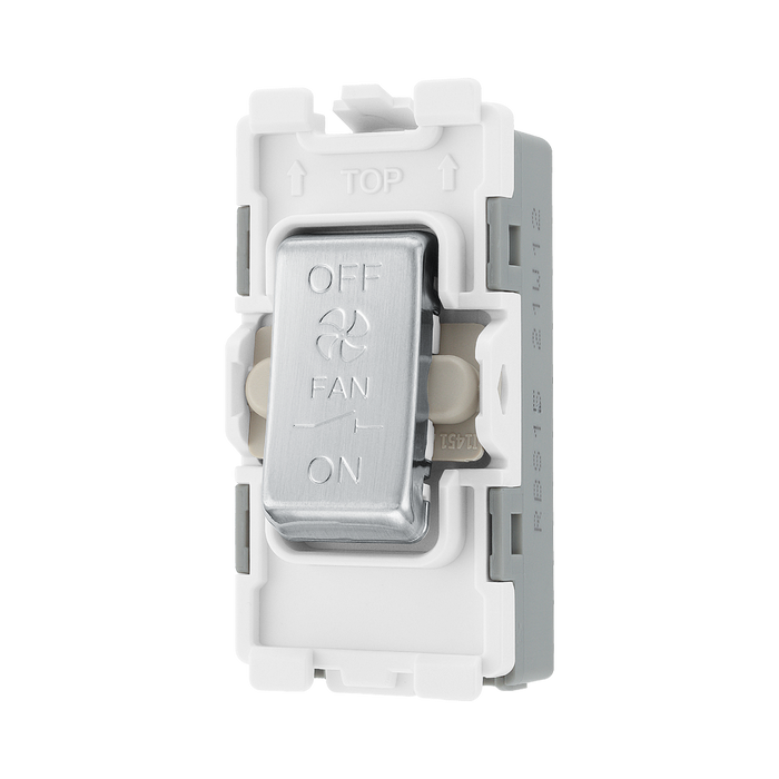 BG Brushed Steel 10A 3 Pole Fan Isolator Grid Switch RBS15 – product view 2