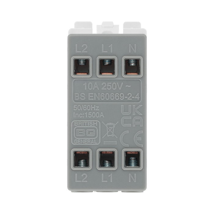 BG Brushed Steel 10A 3 Pole Fan Isolator Grid Switch RBS15 – product view 3