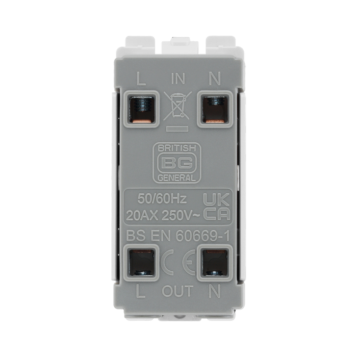 BG Brushed Steel 20A Double Pole Grid Key Switch RBS30KY – product view 3