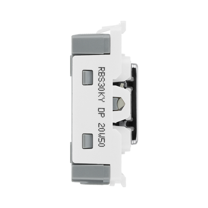 BG Brushed Steel 20A Double Pole Grid Key Switch RBS30KY – product view 4