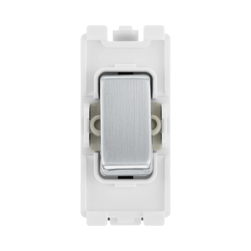 BG Brushed Steel 20A Double Pole Grid Switch RBS30 – product view 1