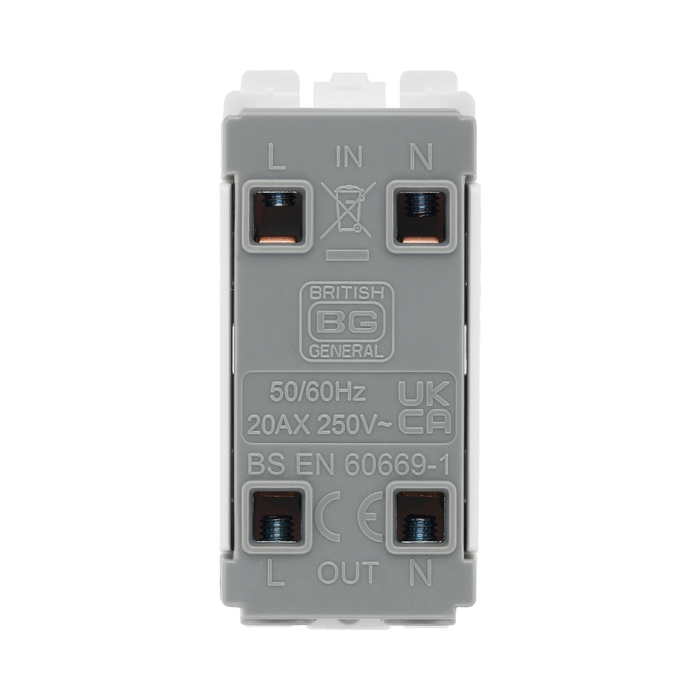 BG Brushed Steel 20A Double Pole Grid Switch RBS30 – product view 3