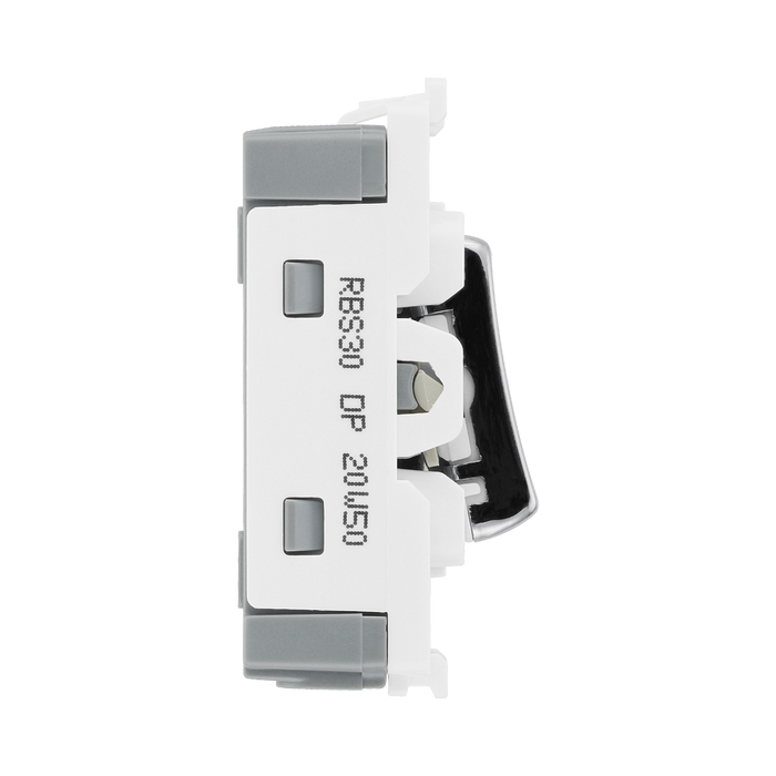 BG Brushed Steel 20A Double Pole Grid Switch RBS30 – product view 4