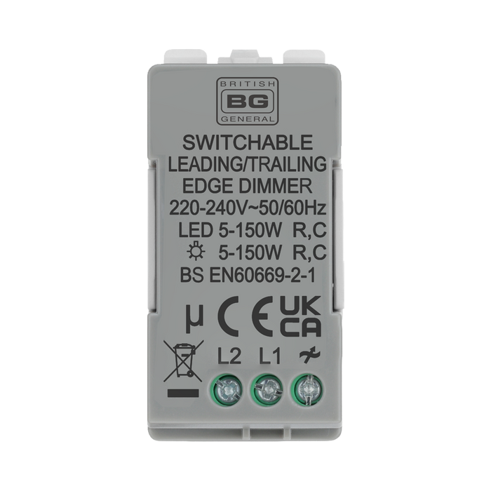 BG Brushed Steel Dimmer Grid Switch RBSDLT – product view 3
