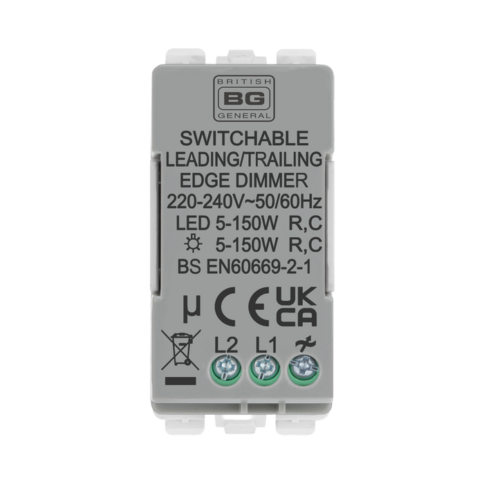 BG White Moulded PVC Intelligent Dual Mode Dimmer Grid Module RDLT – product view 3