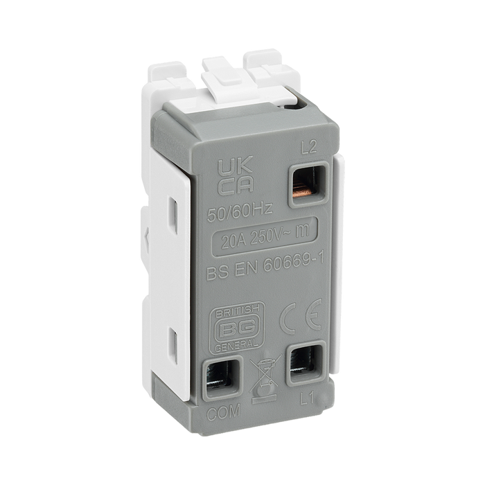 BG Matt Black 20A 2 Way Single Pole Centre Off Grid Switch RFB12C – product view 2
