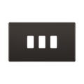 BG Screwless Flat Plate Black Nickel 3 Gang Grid Plate RFBN3 – Front view