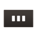 BG Screwless Flat Plate Black Nickel 3 Gang Grid Plate RFBN3 – Front view