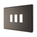 BG Screwless Flat Plate Black Nickel 3 Gang Grid Plate RFBN3 – Angled view