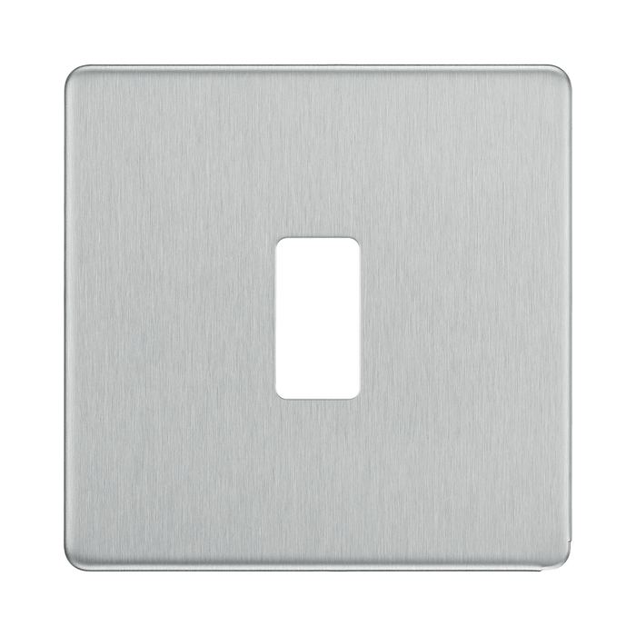 BG Screwless Flat Plate Brushed Steel Grid Plate RFBS1 Available from RS Electrical Supplies
