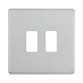 BG Screwless Flat Plate Brushed Steel Grid Plate RFBS2 Available from RS Electrical Supplies