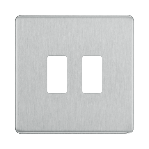 BG Screwless Flat Plate Brushed Steel Grid Plate RFBS2 Available from RS Electrical Supplies
