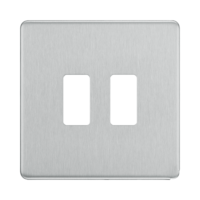 BG Screwless Flat Plate Brushed Steel Grid Plate RFBS2 Available from RS Electrical Supplies