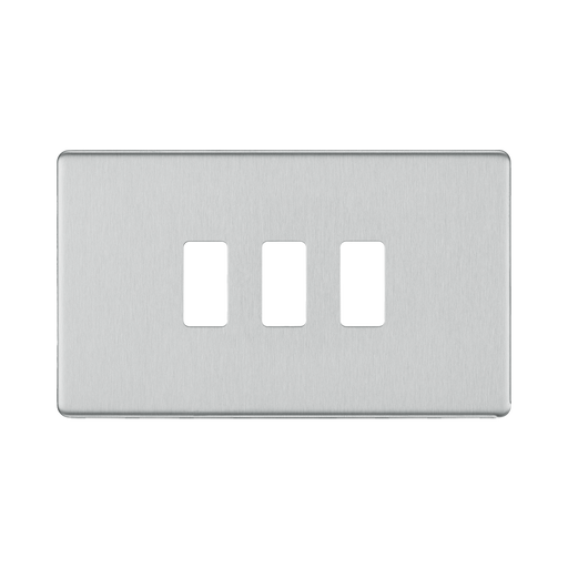 BG Screwless Flat Plate Brushed Steel Grid Plate RFBS3 Available from RS Electrical Supplies