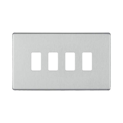 BG Screwless Flat Plate Brushed Steel Grid Plate RFBS4 Available from RS Electrical Supplies