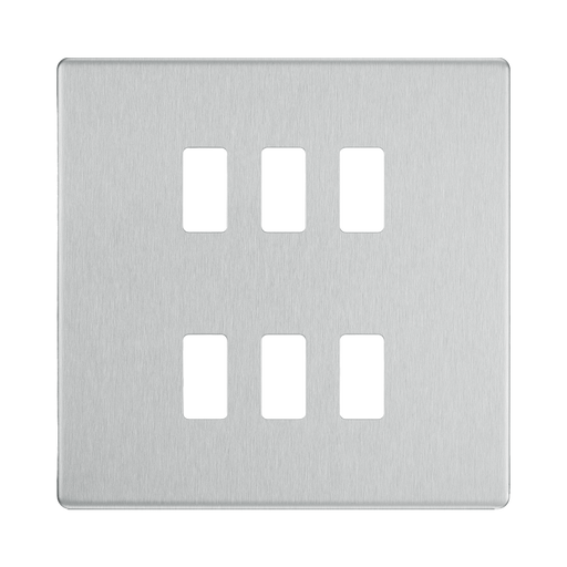 BG Screwless Flat Plate Brushed Steel Grid Plate RFBS6 Available from RS Electrical Supplies
