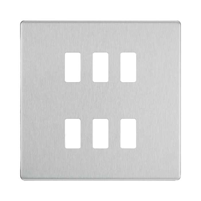 BG Screwless Flat Plate Brushed Steel Grid Plate RFBS6 Available from RS Electrical Supplies