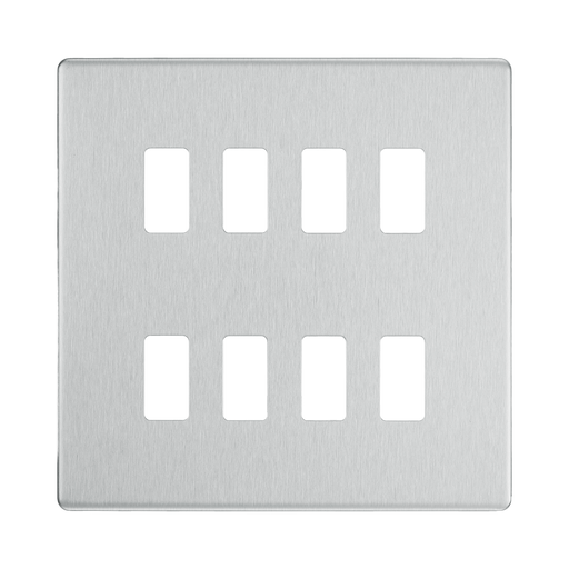 BG Screwless Flat Plate Brushed Steel Grid Plate RFBS8 Available from RS Electrical Supplies