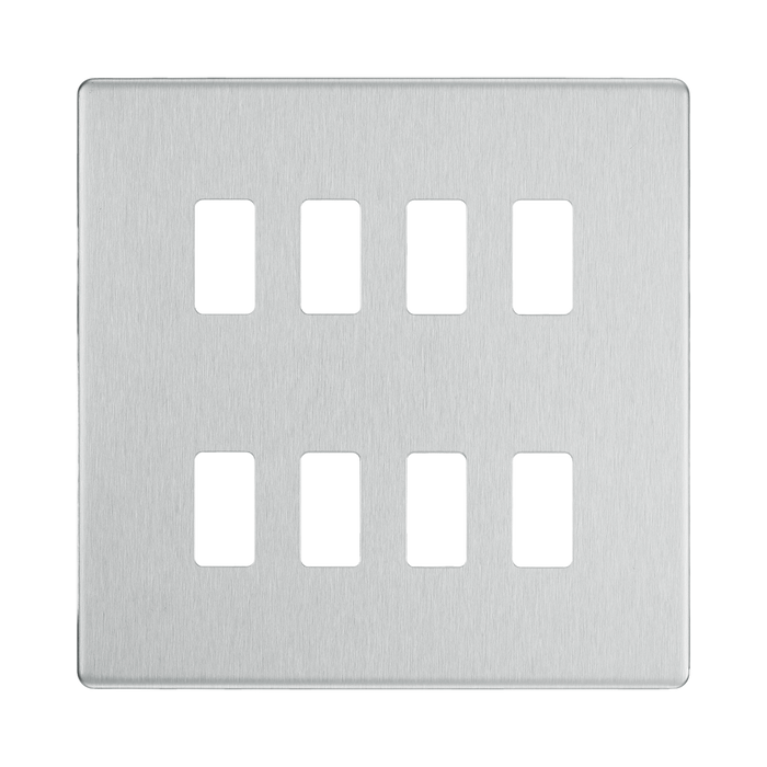 BG Screwless Flat Plate Brushed Steel Grid Plate RFBS8 Available from RS Electrical Supplies