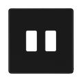 BG Screwless Flat Plate Matt Black 2 Module Grid Plate RFFB2 - front view
