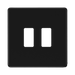 BG Screwless Flat Plate Matt Black 2 Module Grid Plate RFFB2 - front view