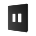 BG Screwless Flat Plate Matt Black 2 Module Grid Plate RFFB2 - angled view