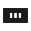 BG Screwless Flat Plate Matt Black 3 Module Grid Plate RFFB3 - front view