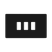 BG Screwless Flat Plate Matt Black 3 Module Grid Plate RFFB3 - front view