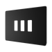BG Screwless Flat Plate Matt Black 3 Module Grid Plate RFFB3 - angled view