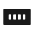 BG Screwless Flat Plate Matt Black 4 Module Grid Plate RFFB4 - front view