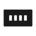 BG Screwless Flat Plate Matt Black 4 Module Grid Plate RFFB4 - front view