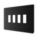 BG Screwless Flat Plate Matt Black 4 Module Grid Plate RFFB4 - angled view