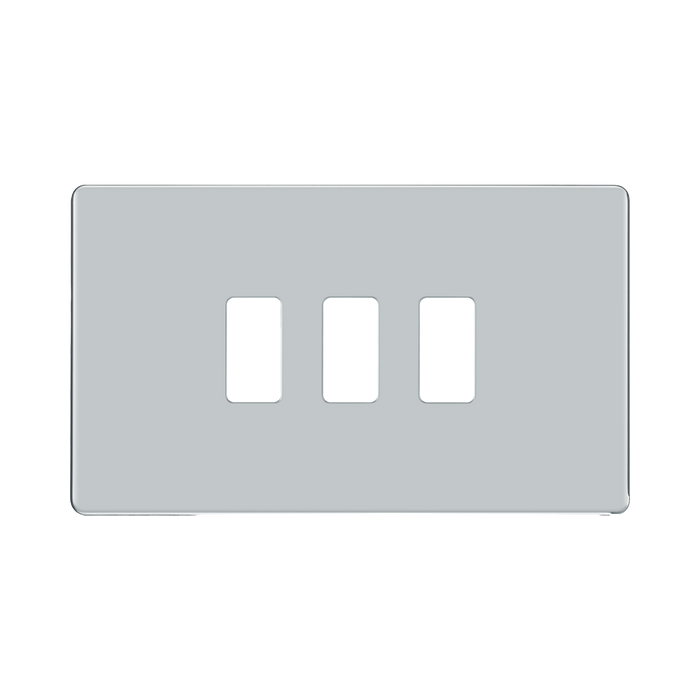 BG Screwless Flat Plate Polished Chrome Grid Plate RFPC3 Available from RS Electrical Supplies