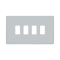 BG Screwless Flat Plate Polished Chrome 4 Gang Grid Plate RFPC4 – Front view