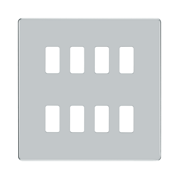 BG Screwless Flat Plate Polished Chrome Grid Plate RFPC8 Available from RS Electrical Supplies