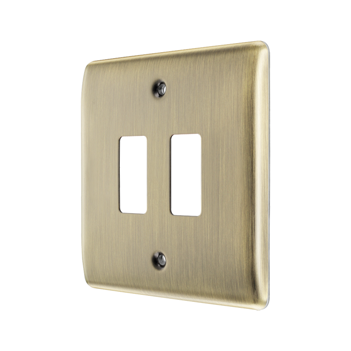 BG Nexus Metal Antique Brass 2G Grid Plate RNAB2
