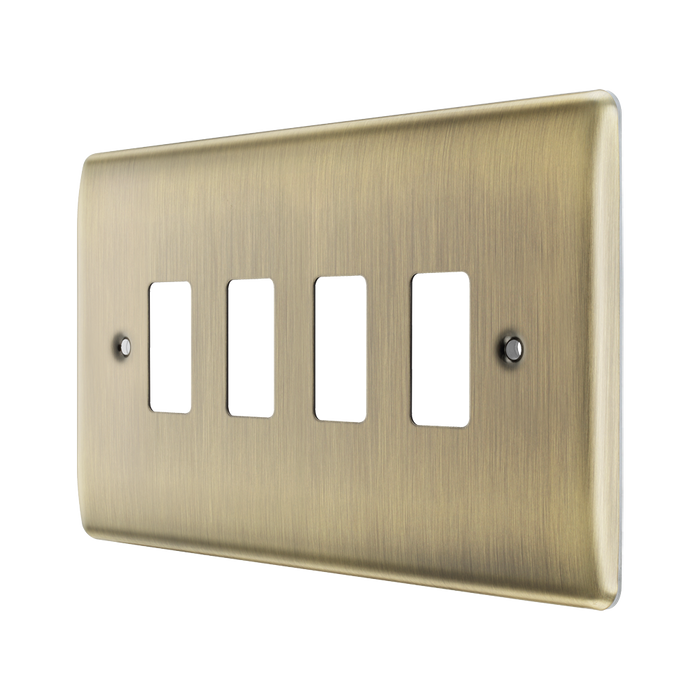 BG Nexus Metal Antique Brass 4G Grid Plate RNAB4