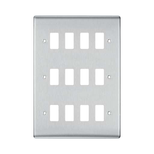 BG Nexus Metal Brushed Steel 12G Grid Plate RNBS12 Available from RS Electrical Supplies