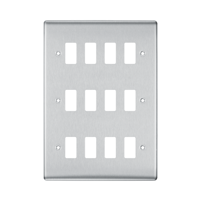BG Nexus Metal Brushed Steel 12G Grid Plate RNBS12 Available from RS Electrical Supplies