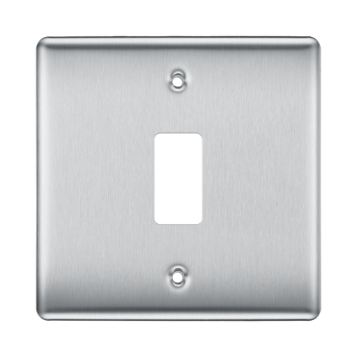 BG Nexus Metal Brushed Steel 1G Grid Plate RNBS1 Available from RS Electrical Supplies