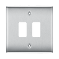 BG Nexus Metal Brushed Steel 2G Grid Plate RNBS2 Available from RS Electrical Supplies