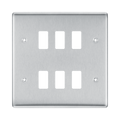 BG Nexus Metal Brushed Steel 6G Grid Plate RNBS6 Available from RS Electrical Supplies